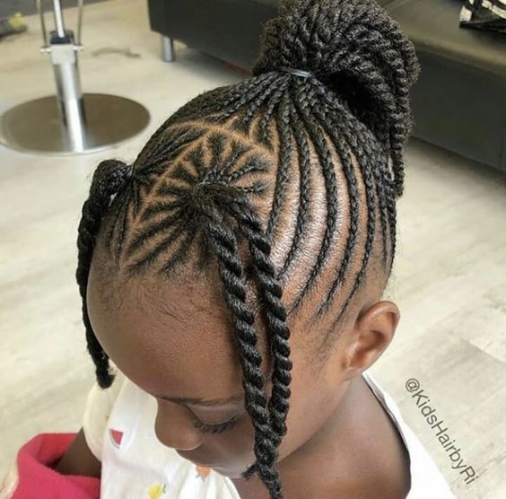 Double Bang Twist Braids Side Cornrows In Ponytail