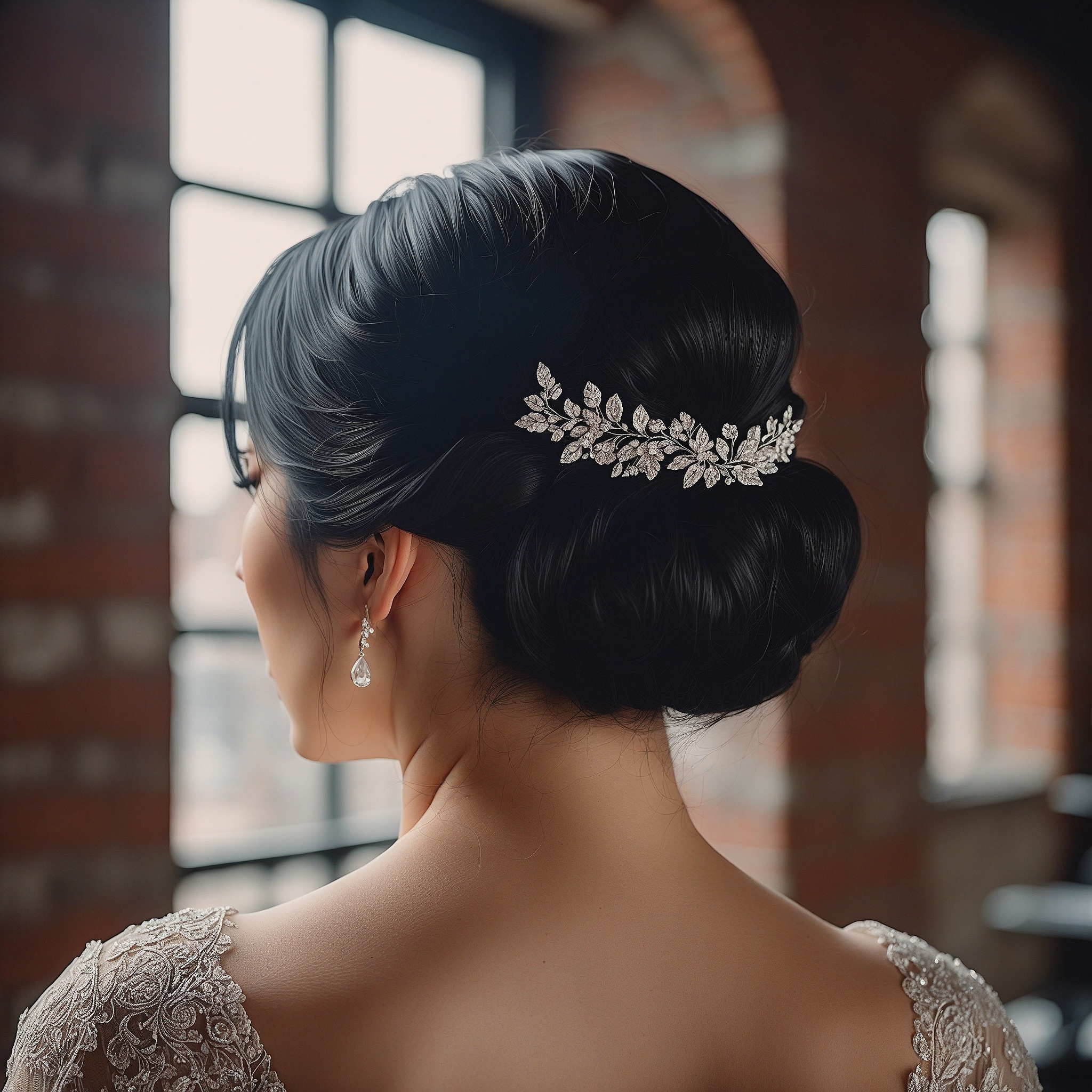 Elegant Chignon With Diamond Hairpins