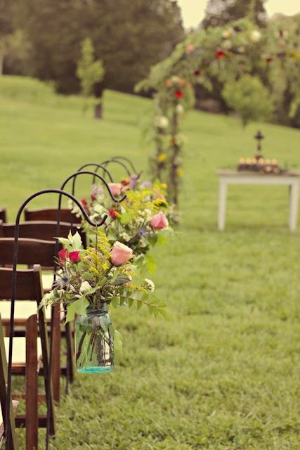 Flower Mason Jar Ceremony Aisle Decor