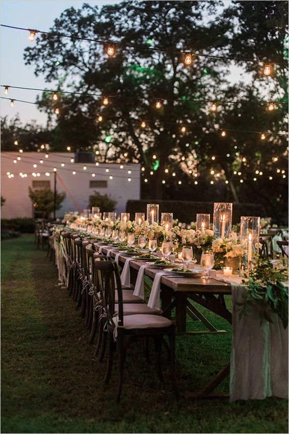 Garden Wedding With Fairy Lights