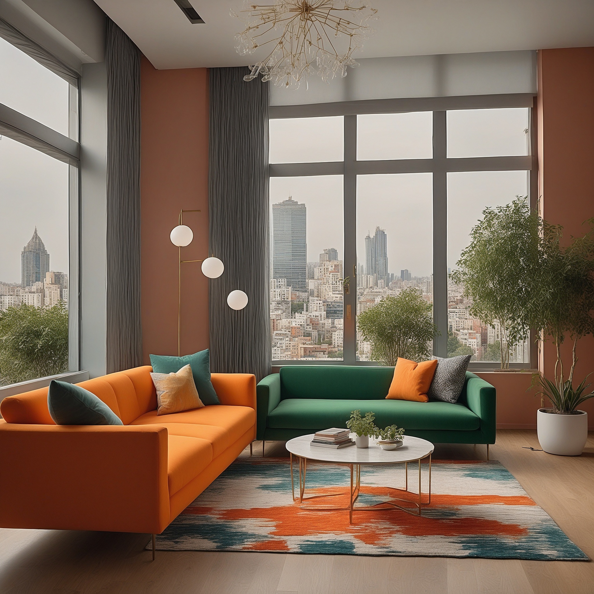 Green And Orange Living Room