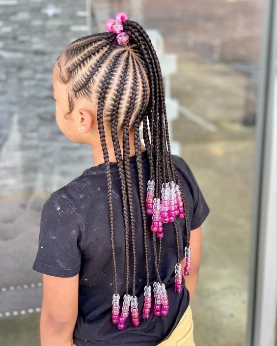 Half Up Half Down Cornrows With Braded Ends