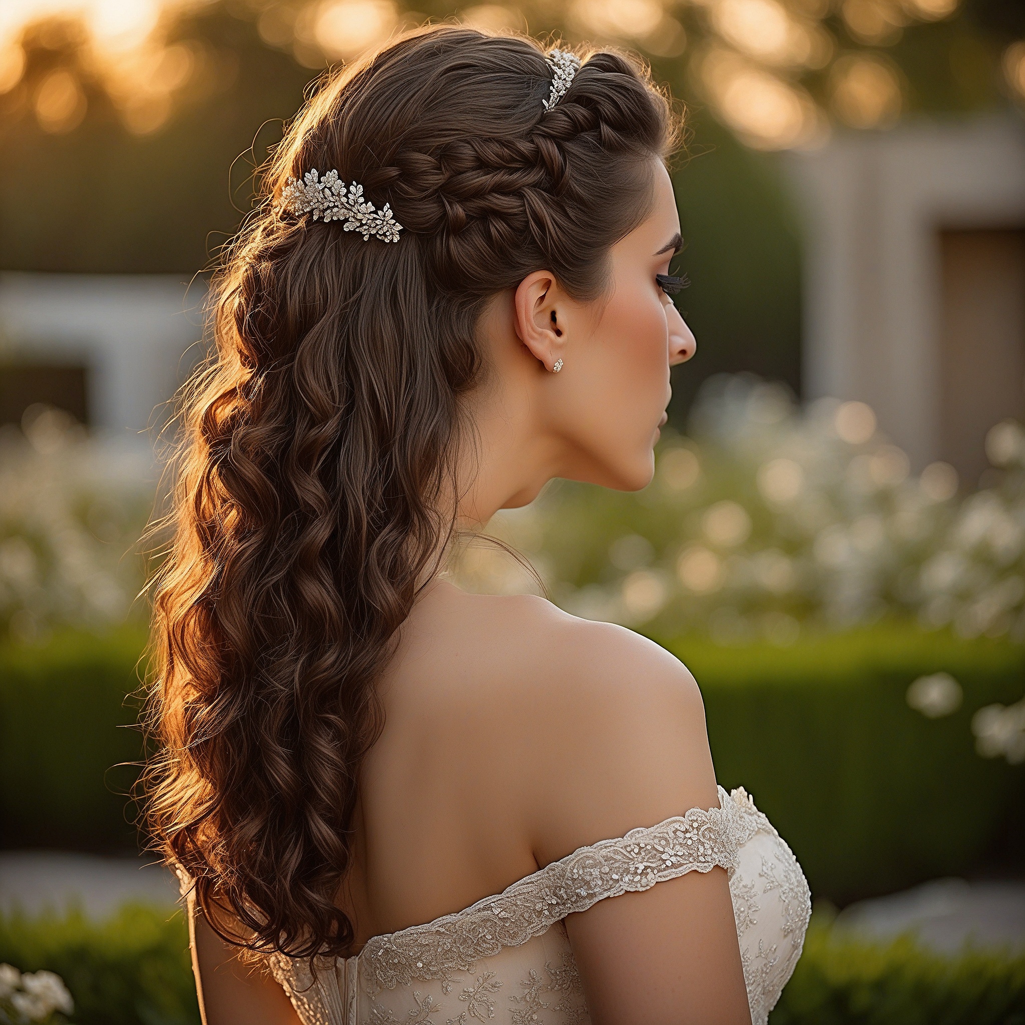 Half-up Half Down Waves With Side Braids