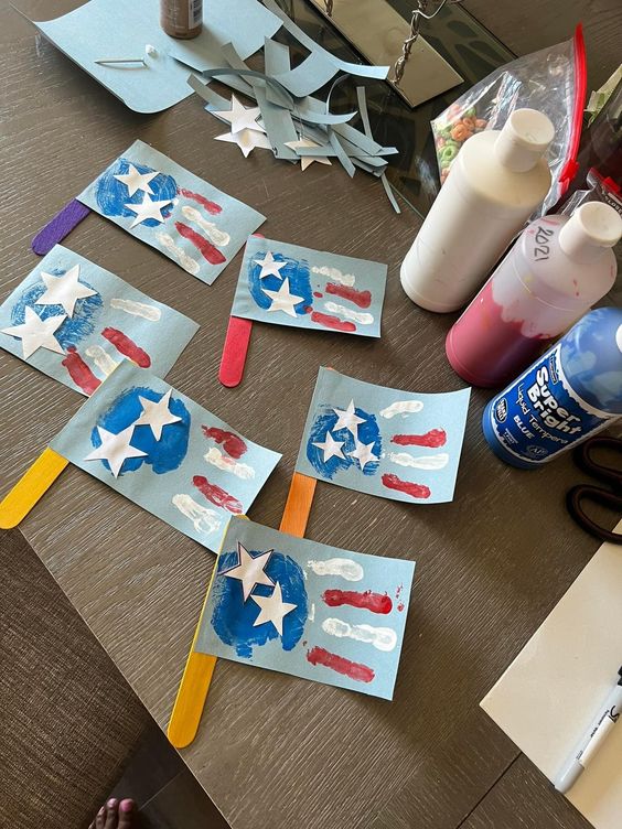 Hand Print Patriotic Flags