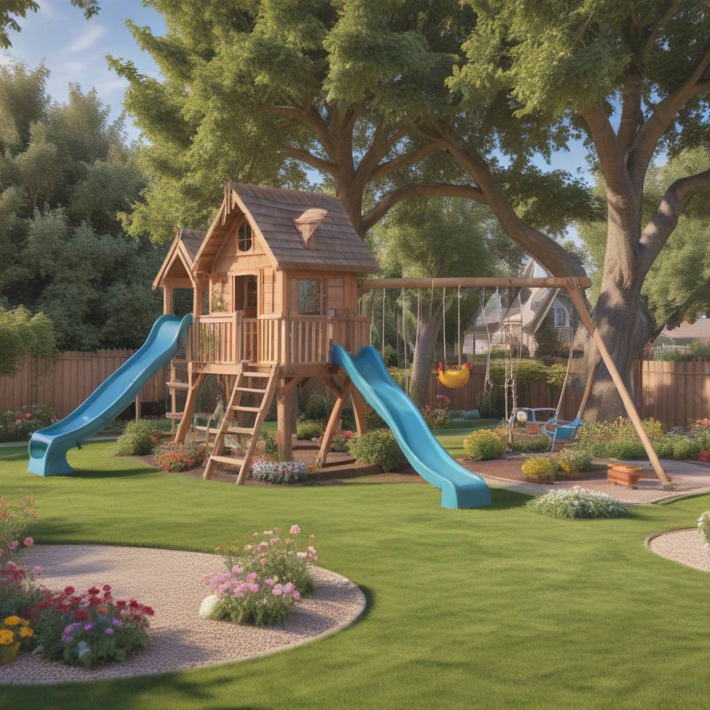 Large Backyard With a Children's Play Area