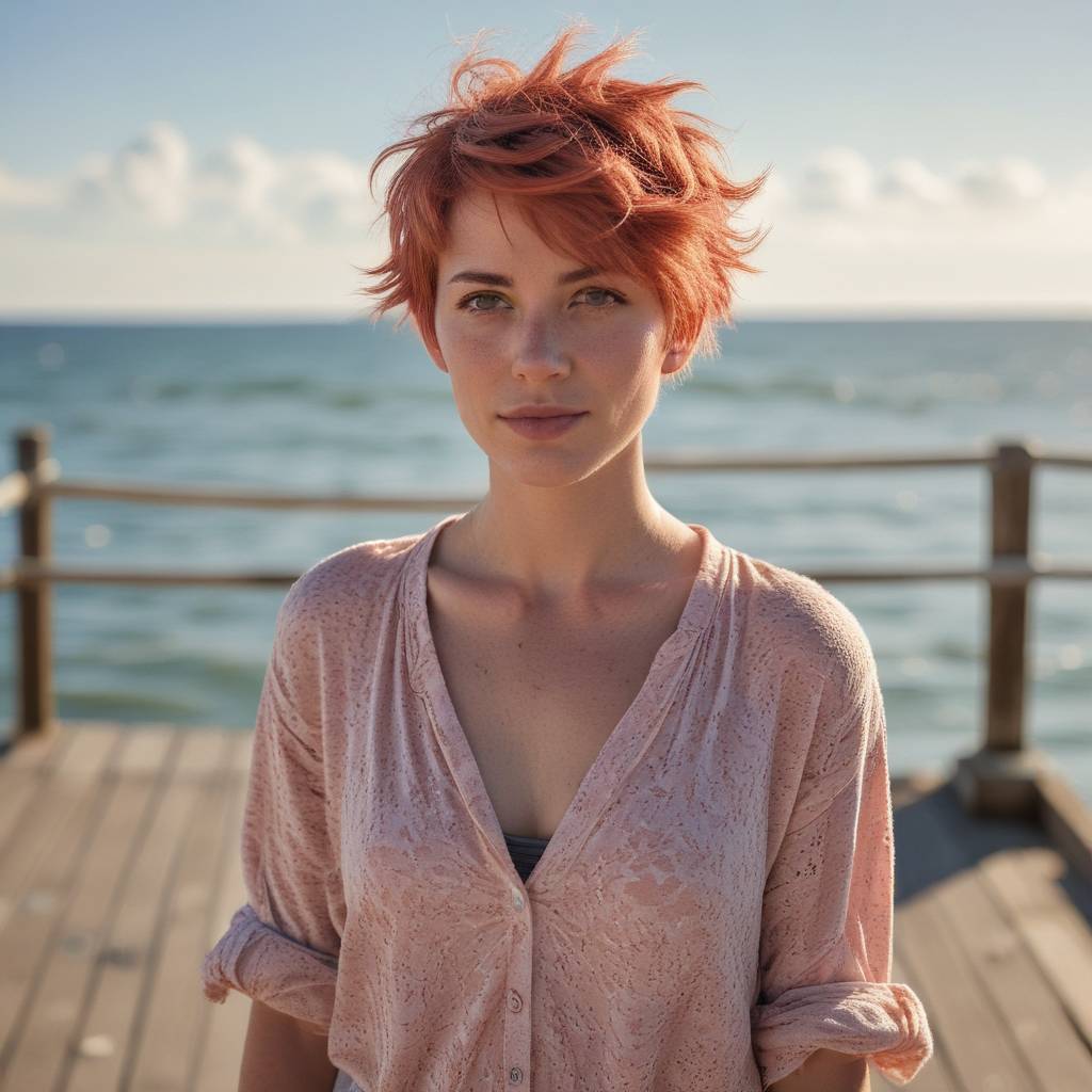 Layered Coral Pixie Cut