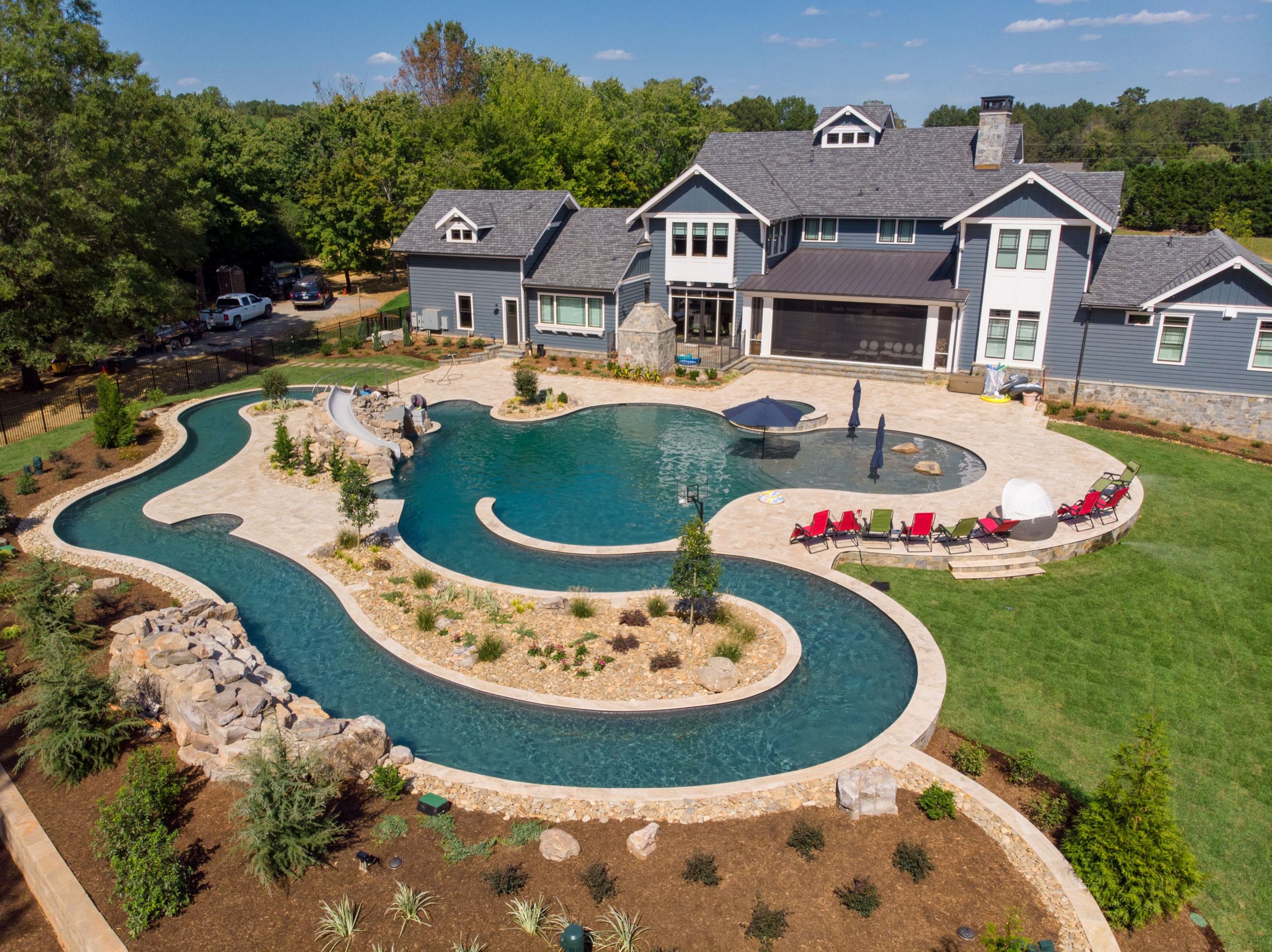 Lazy River Pool With SWIMMING aREA aND dESSERT lANDSCAPE