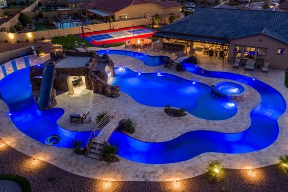 Lazy River Pool With Three Bridges And inner Pool