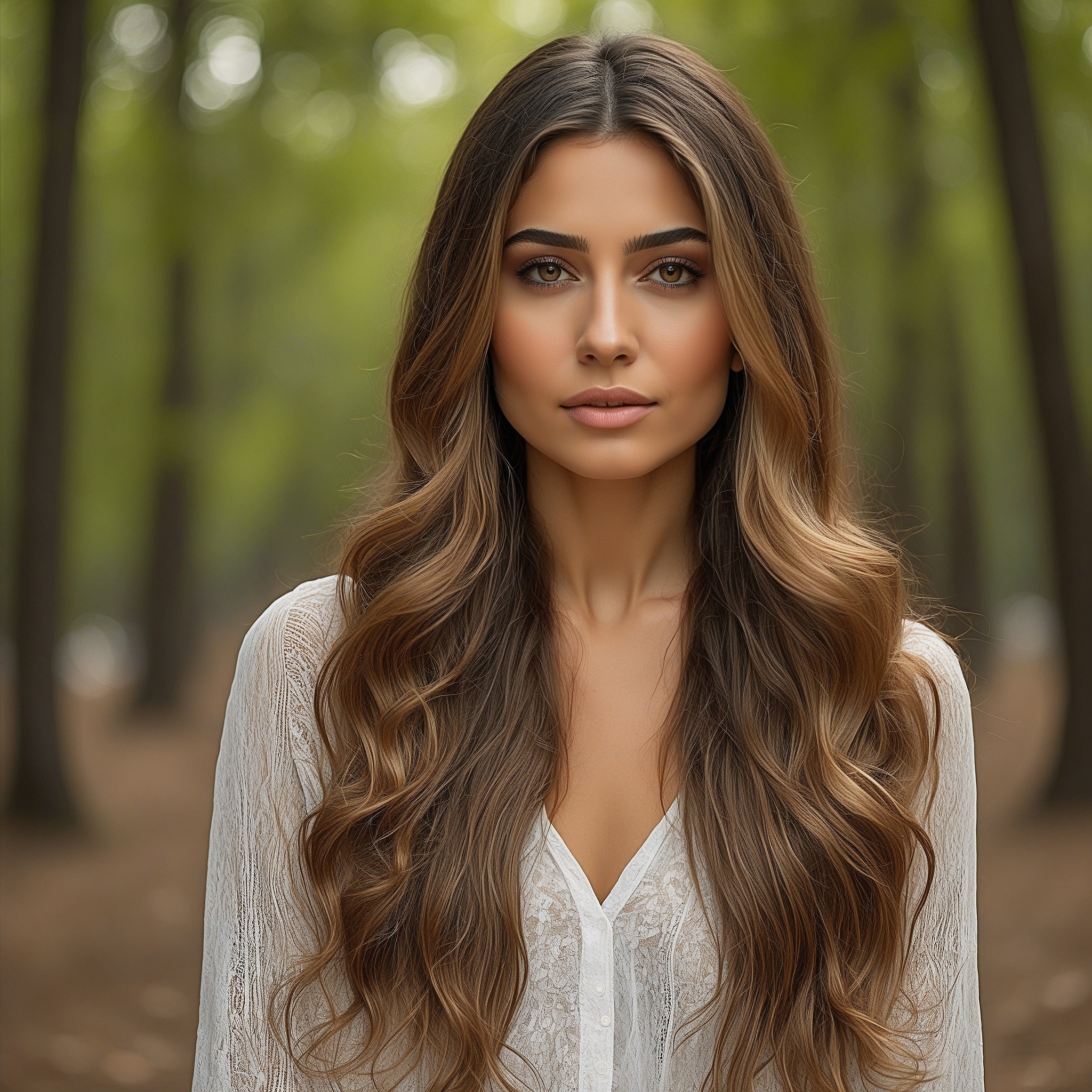 Long Balayage Bronde With Soft Waves