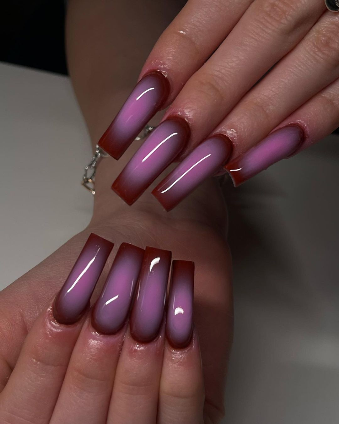 Purple and Magenta Aura Nails