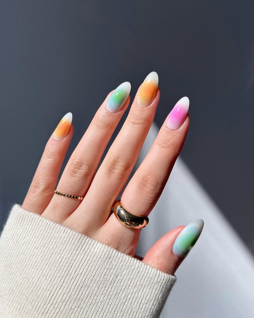 Rainbow Pastel Aura Nails