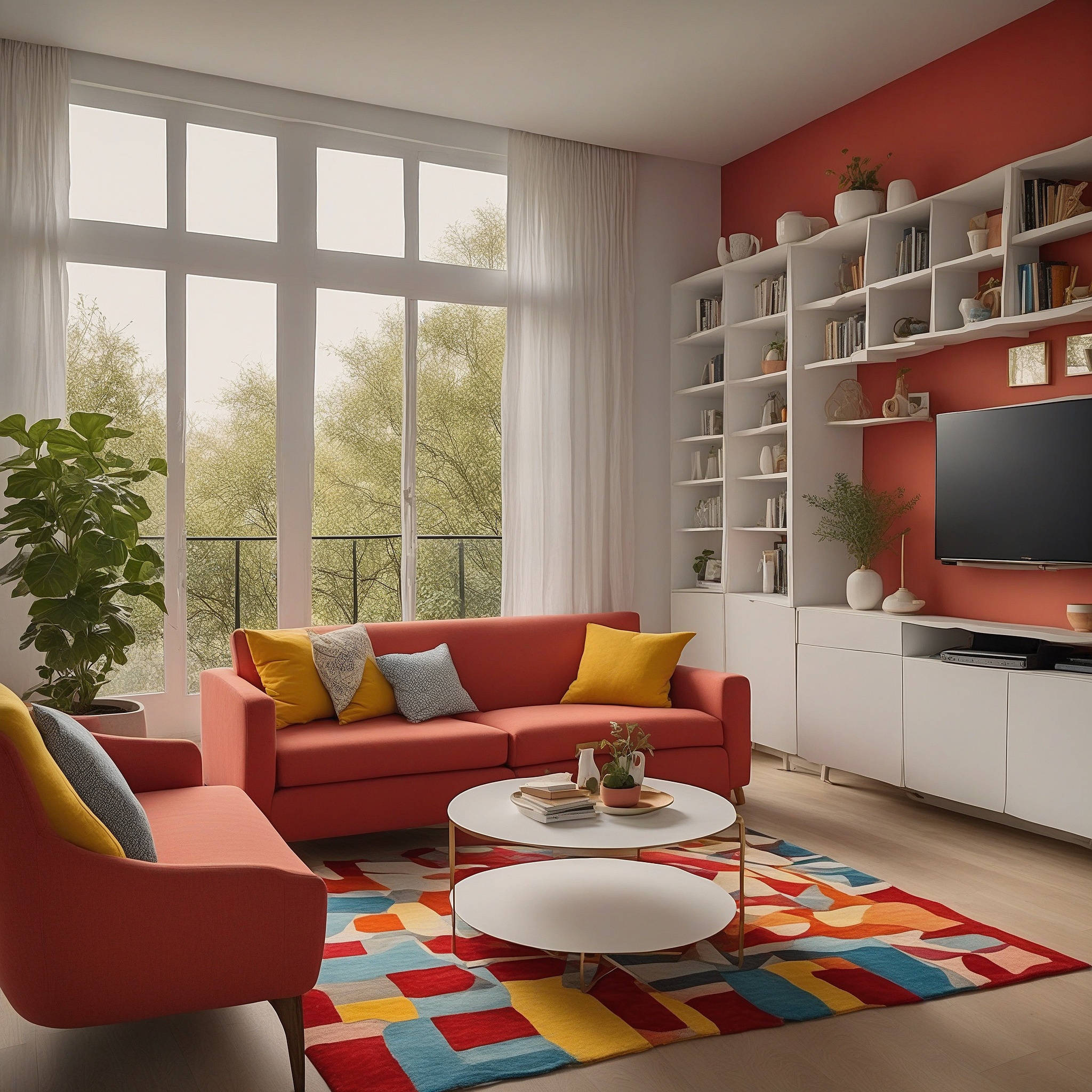 Red And Yellow Living Room