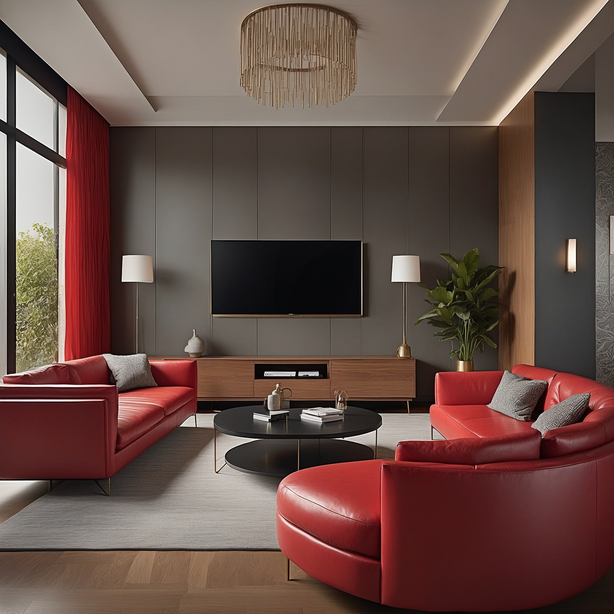 Red and Gray Living Room