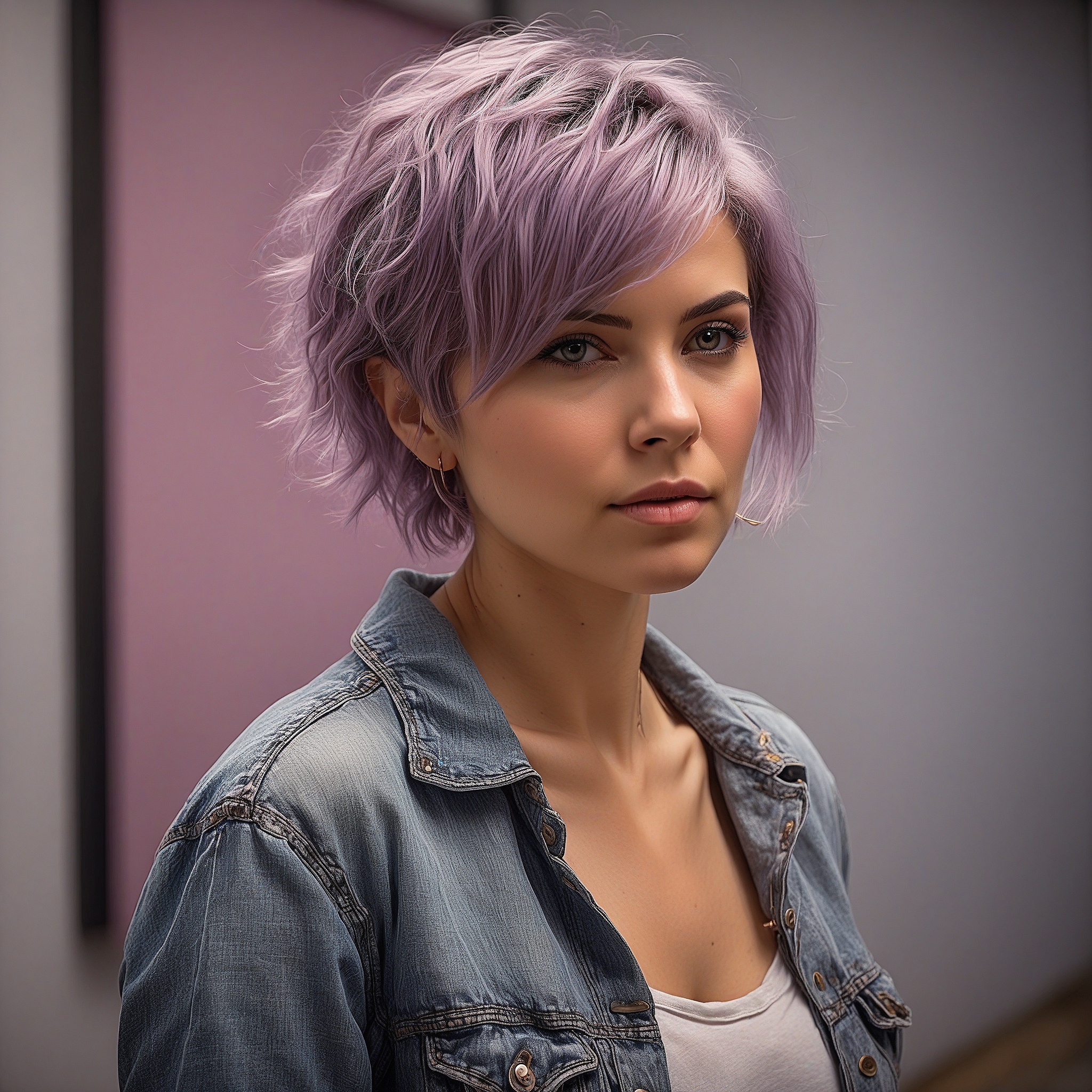 Short Messy Lavender Layered Cut