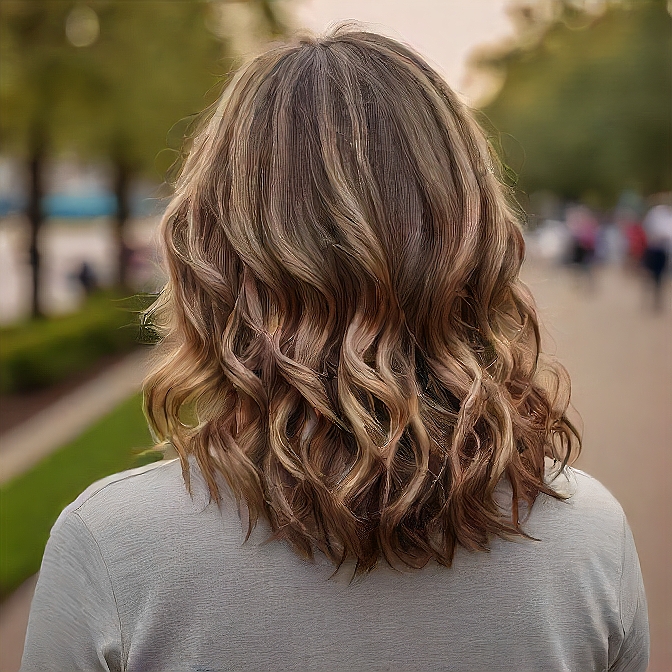 Short Wavy Light Balayage Bronde