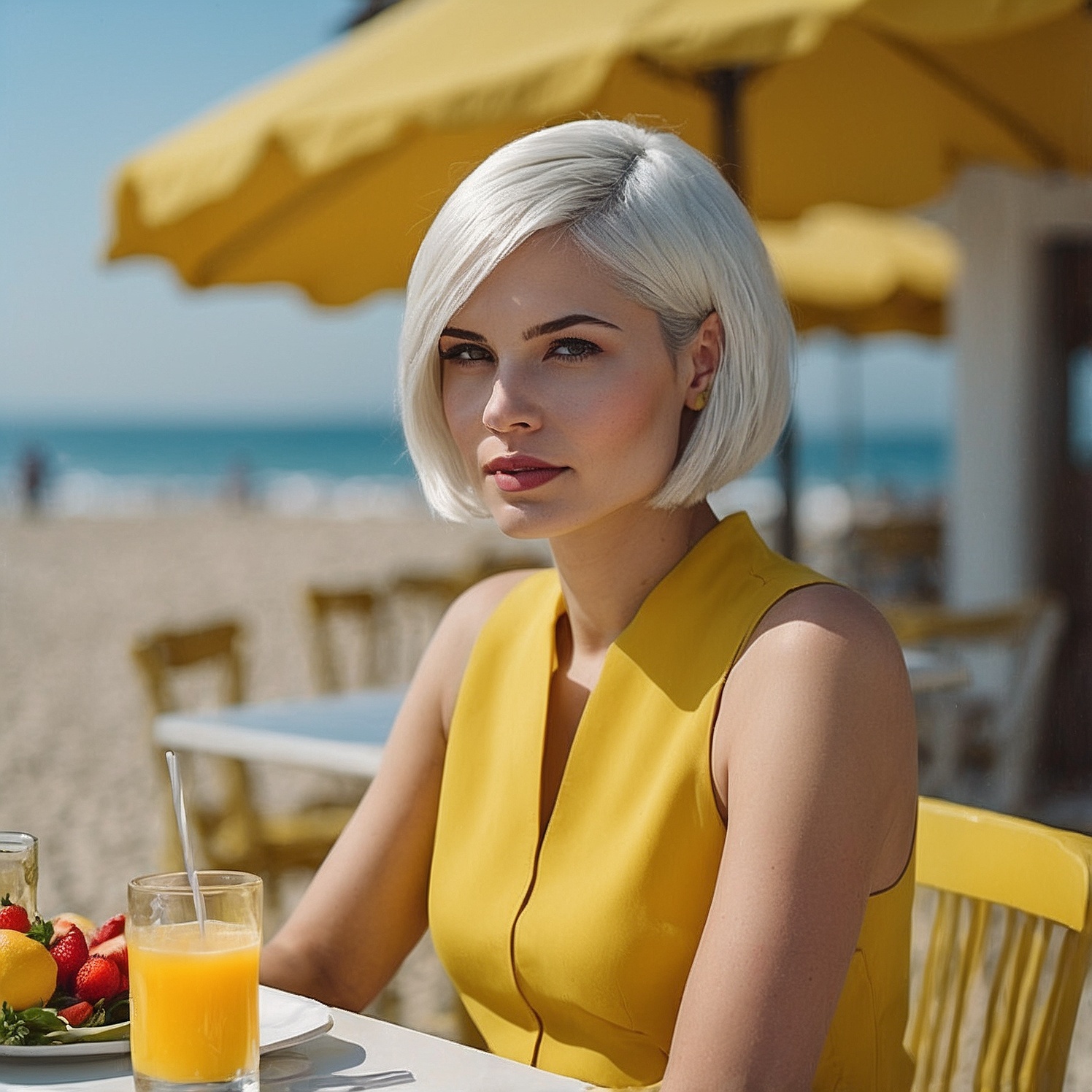 Silver Asymmetrical Bob Cut