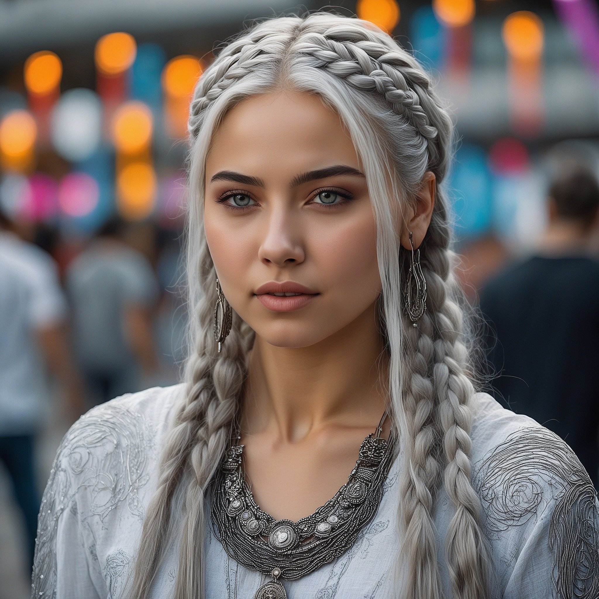 Silver Hair In Braids