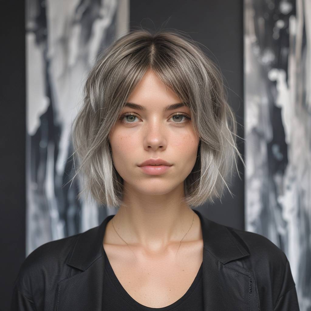 Silver Shaggy Ombre Lob