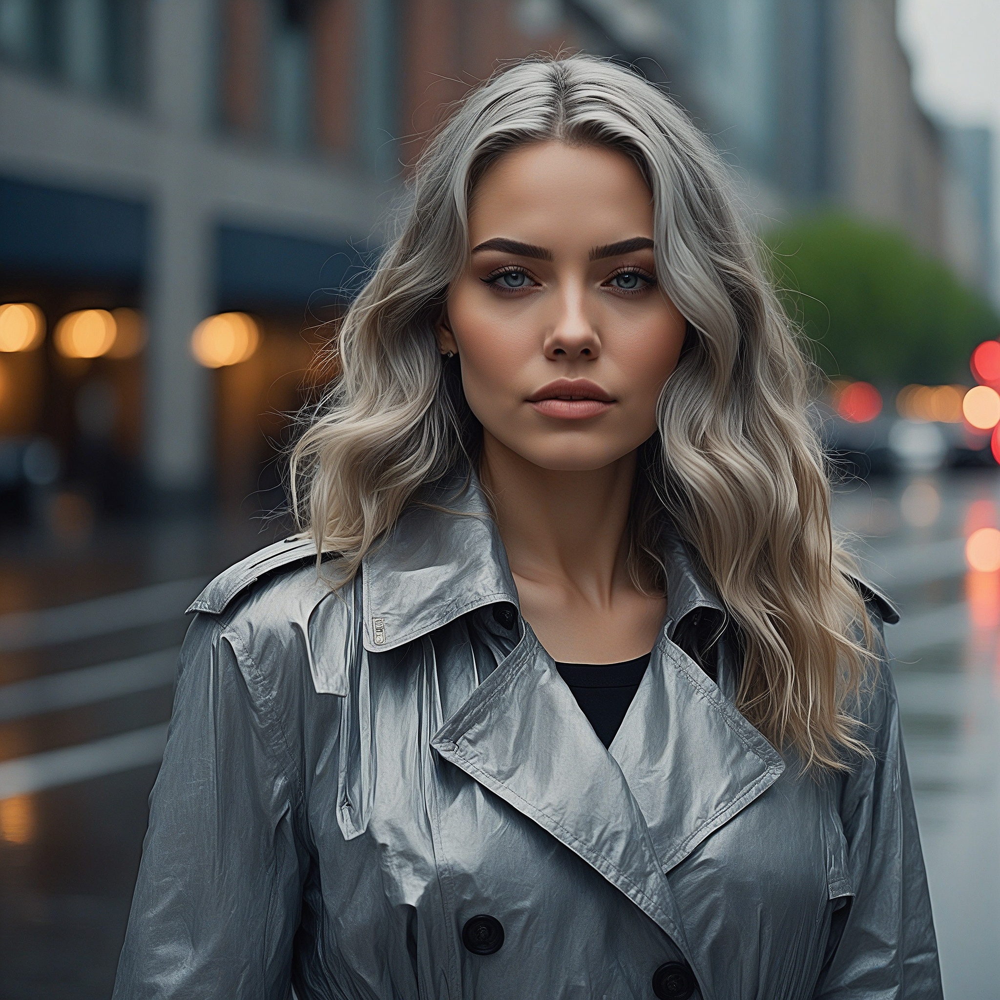 Smokey Silver Wavy Hair