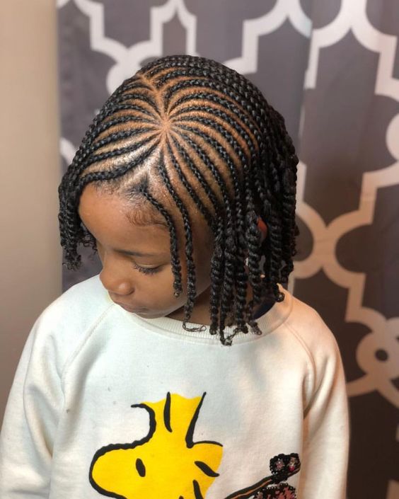 Swirl Cornrows With Twist Braids