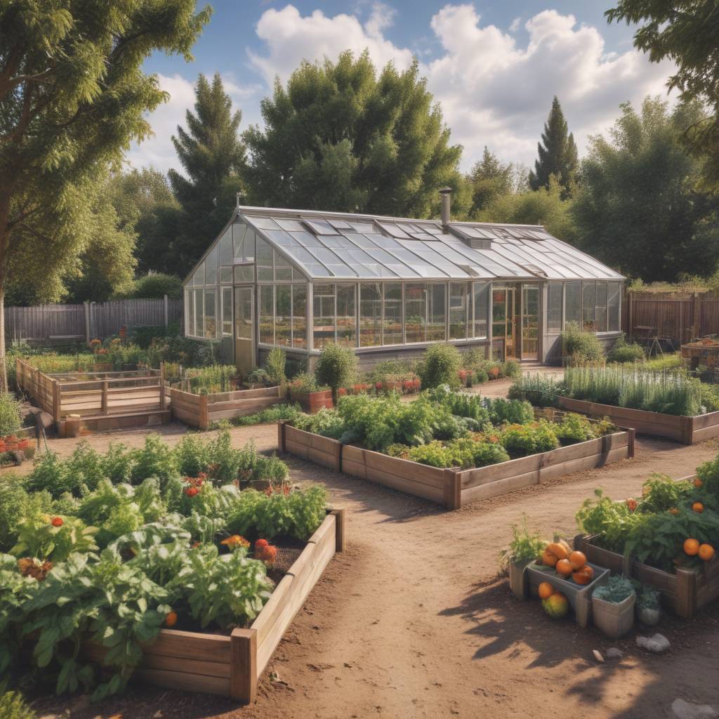 Vegetable Garden, And a Rustic Greenhouse With Wooden Fencing