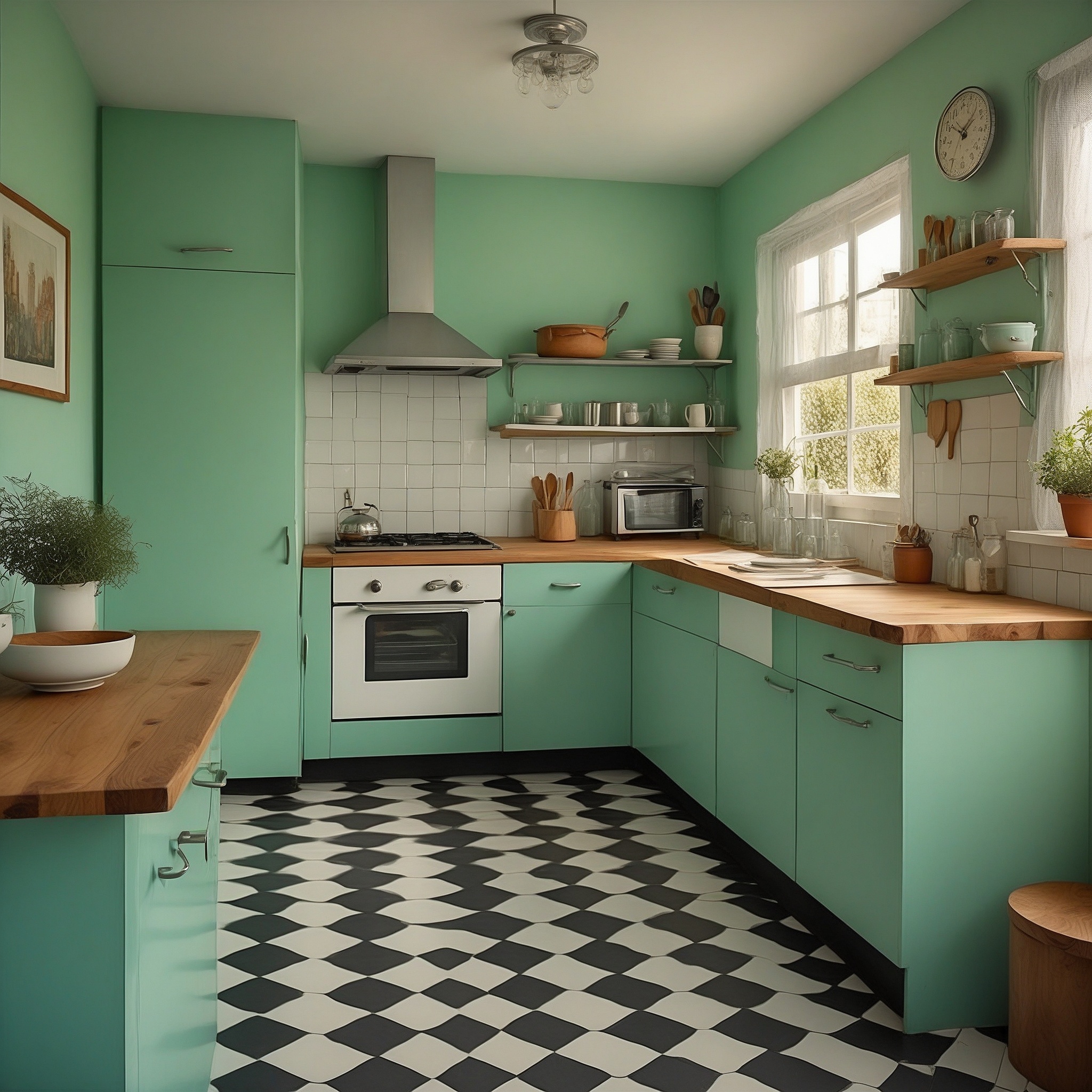 Vintage Style Mint Green Kitchen