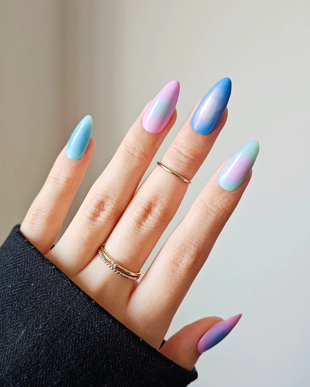 Violet and Blue Hued Aura Nails