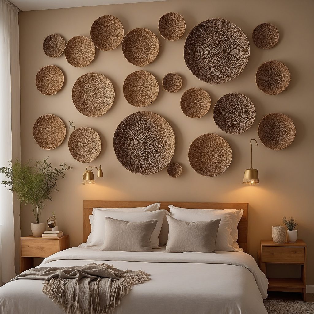Bedroom Wall Decor Ideas for a Cozy Retreat - Modern Minimalist Penthouse Bedroom Woven Basket Wall Decor Ideas Inspiration