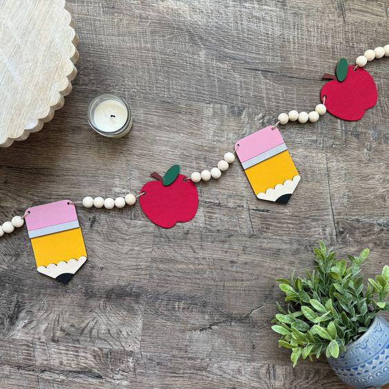 Apple And Pencil Paper Garland