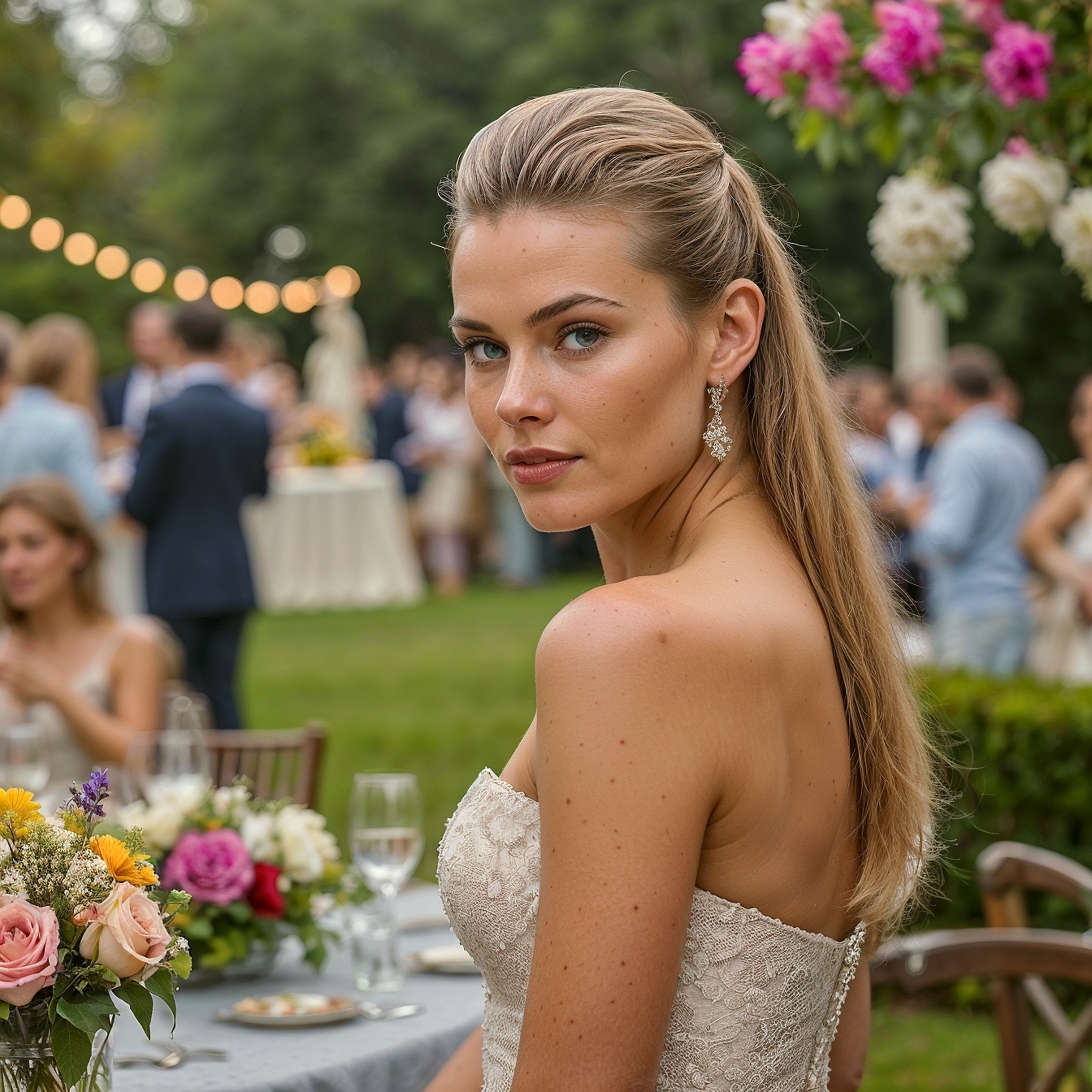 Blonde Blayage Pouff with Straight Ponytail