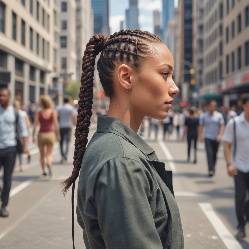 Braided Ponytail With Cornrows