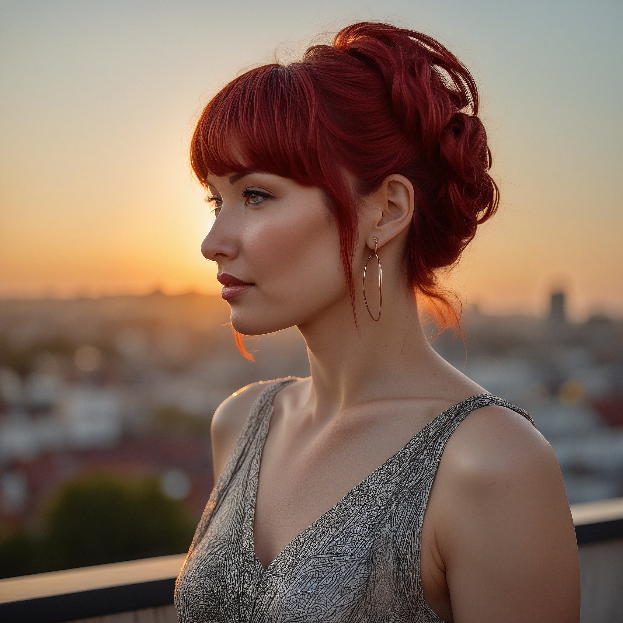 Burgundy Hair In Bun