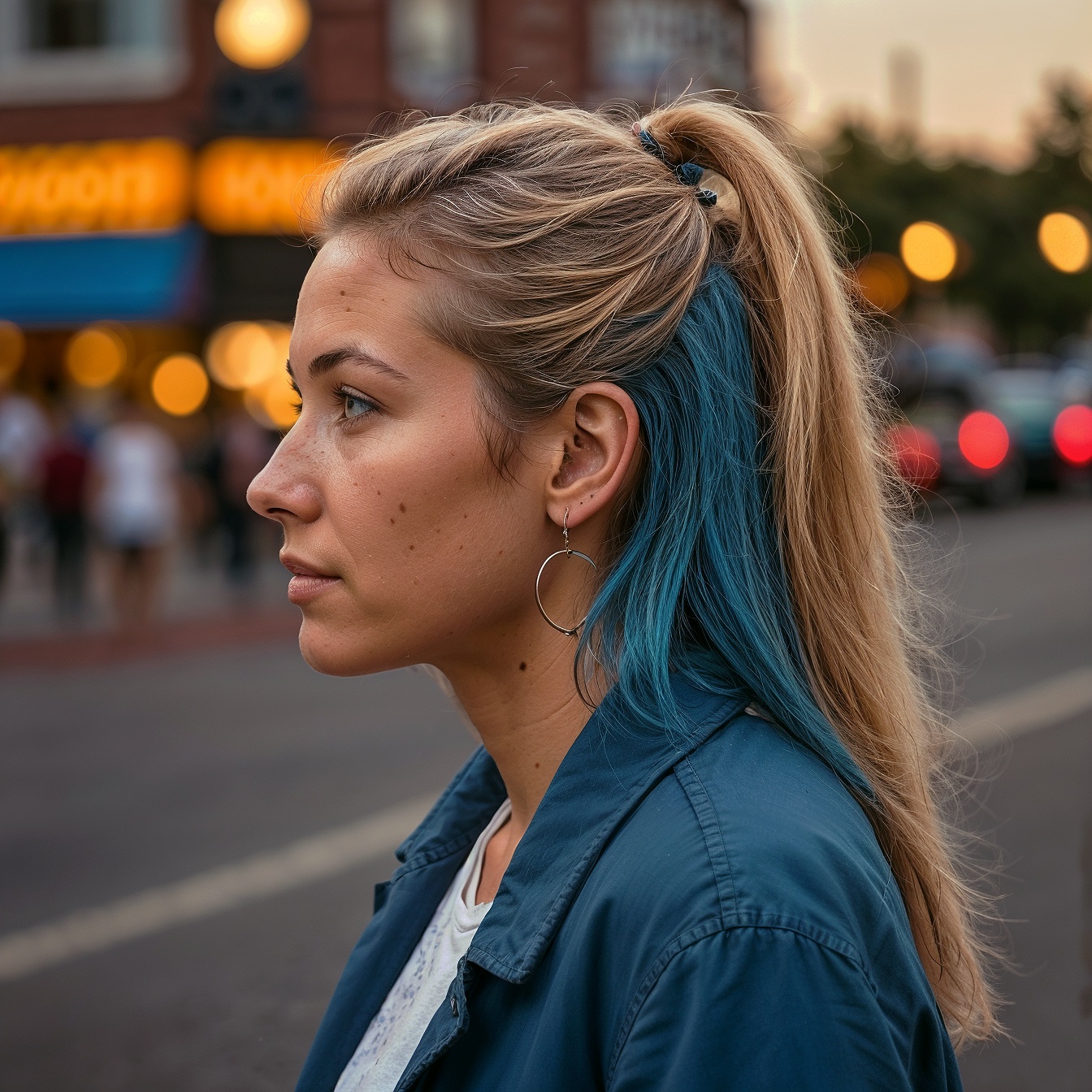 Caramel Blonde With Blue Steel Undercut