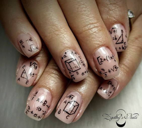 Clear Math Nails