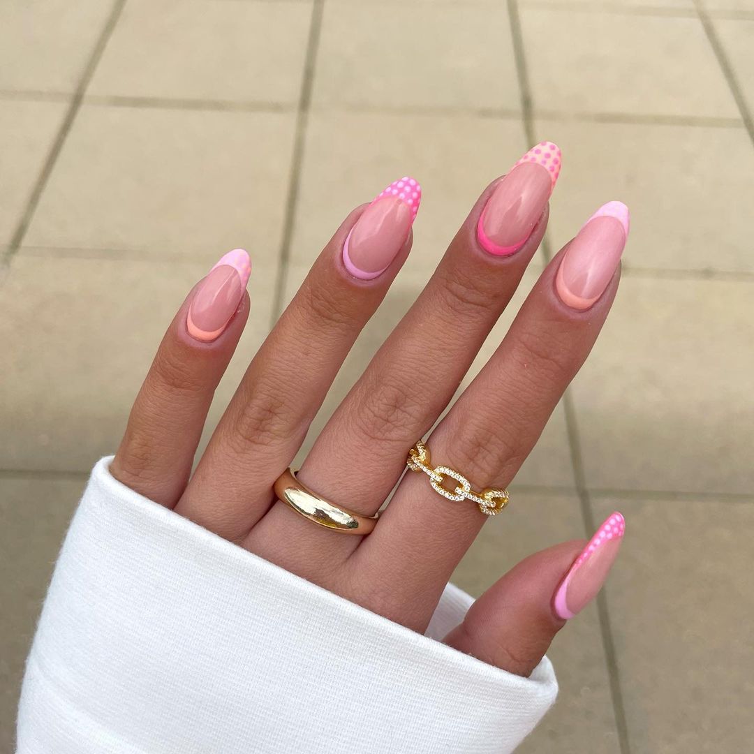 Clear Pink French Mani With Crescents