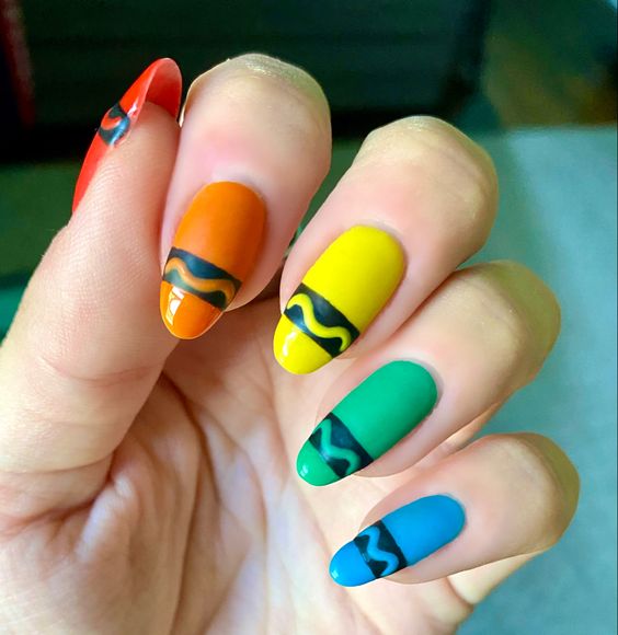 Crayon Oval Nails