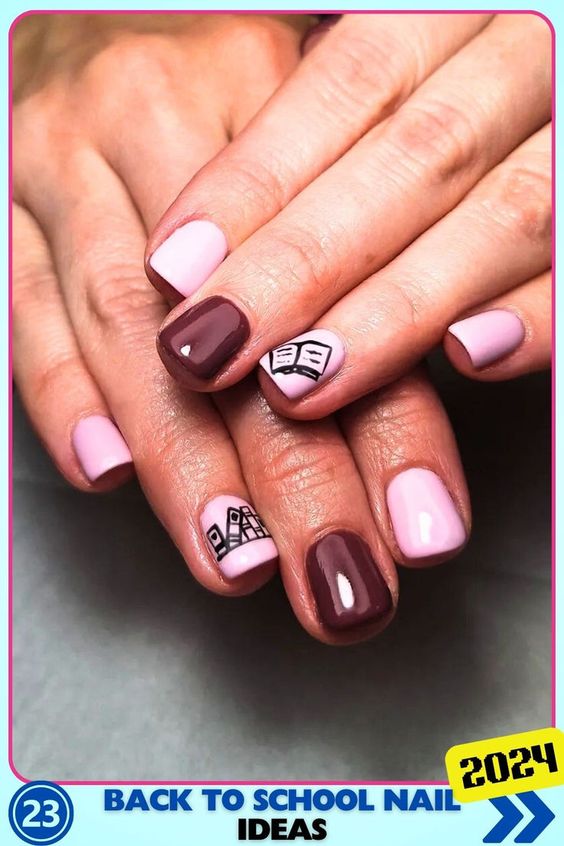 Cream And Brown Book Nails