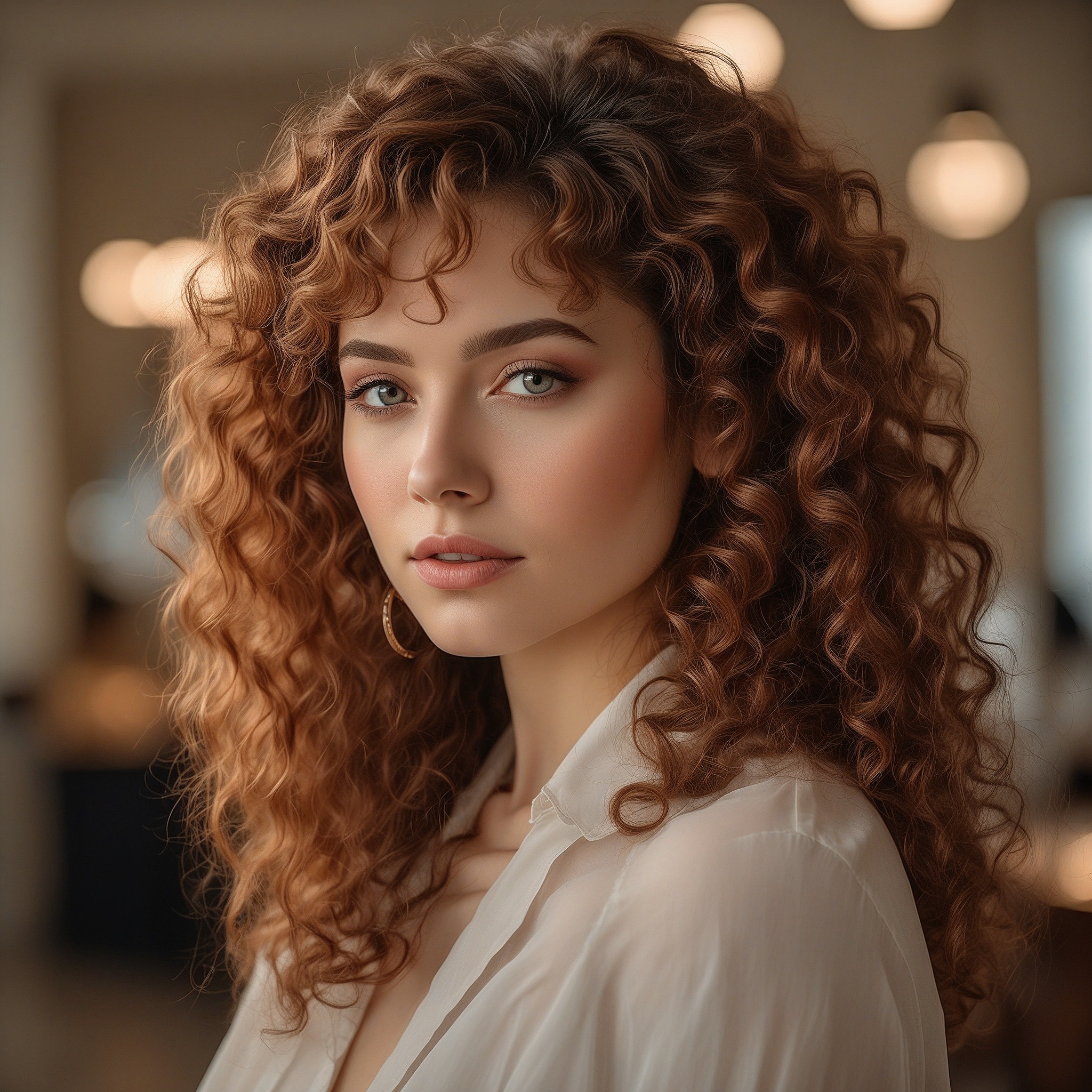 Curls With Side Bangs