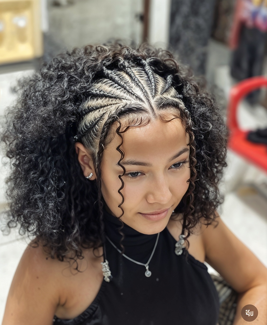 Fulani Cornrows With Loose Curls