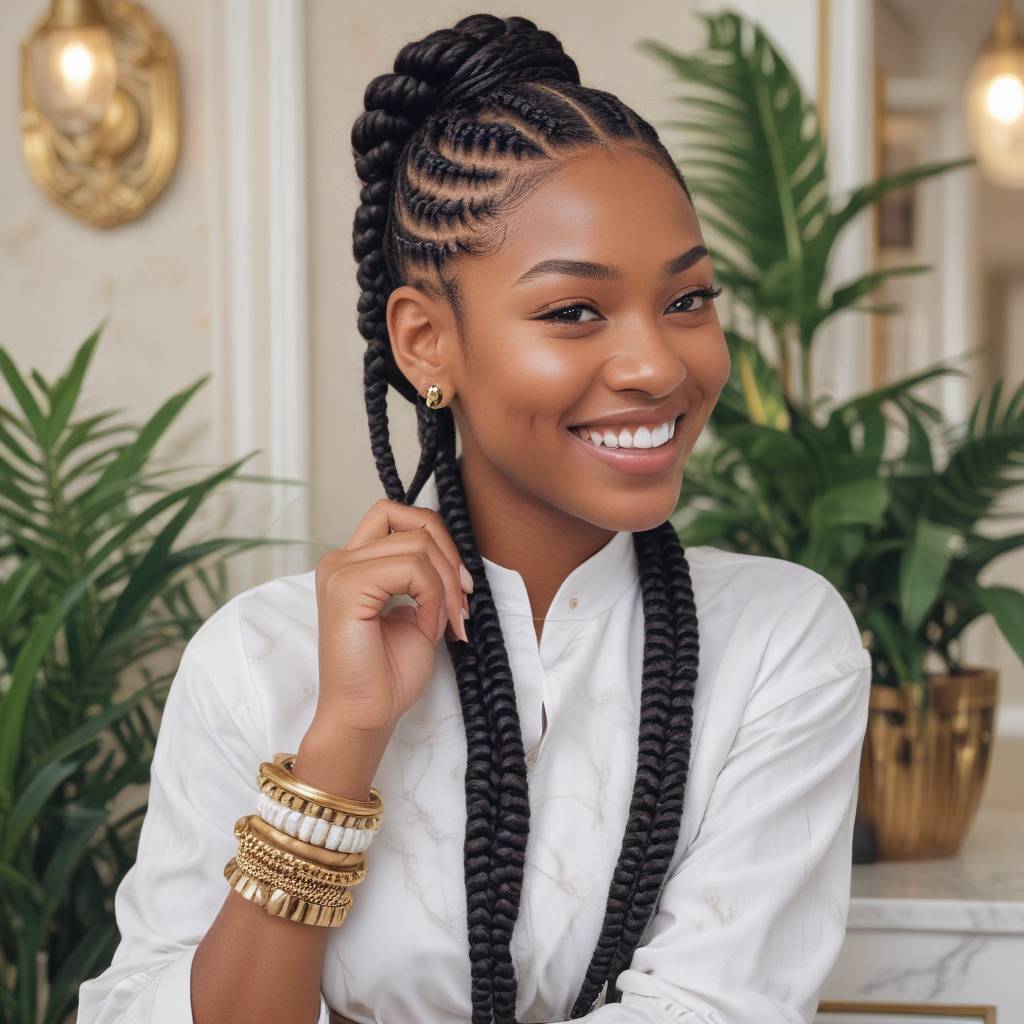 Ghana Cornroes Winto Braided Ponytail