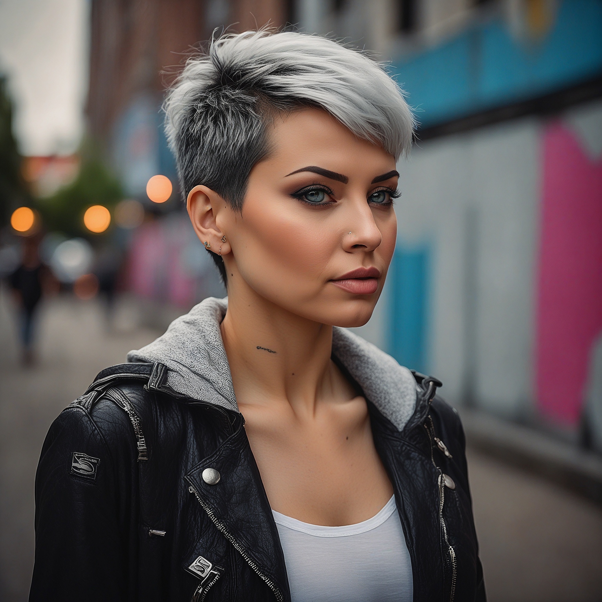 Jet Black And Ice White Pixie