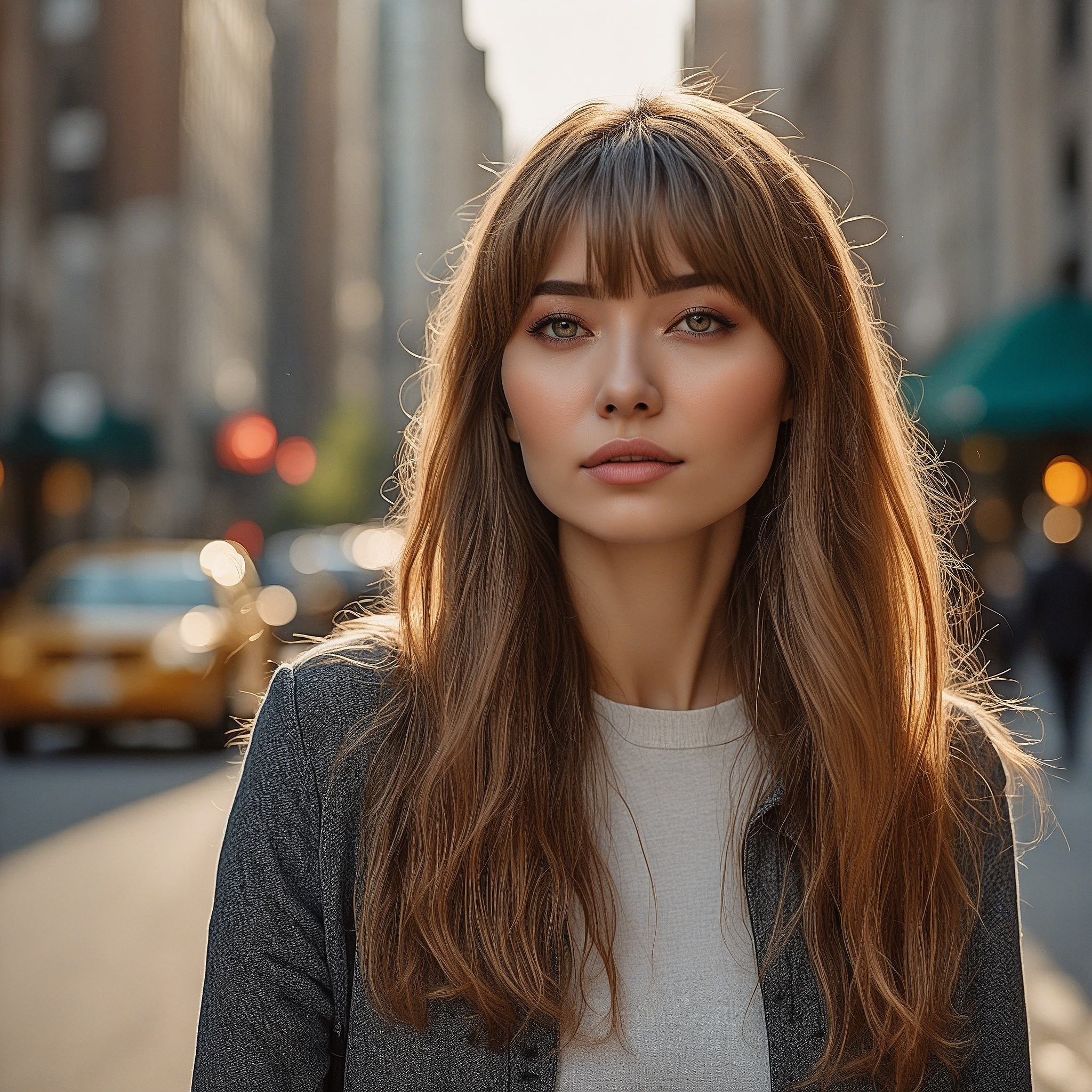 Long Balayage With Wispy Bangs