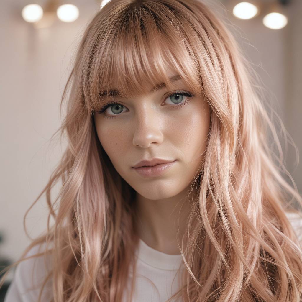 Long Rose Gold Messy Hair