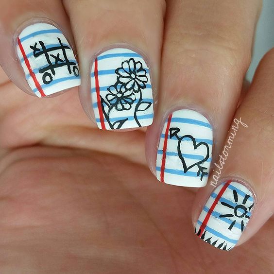 Notebook With Doodle Nail Art