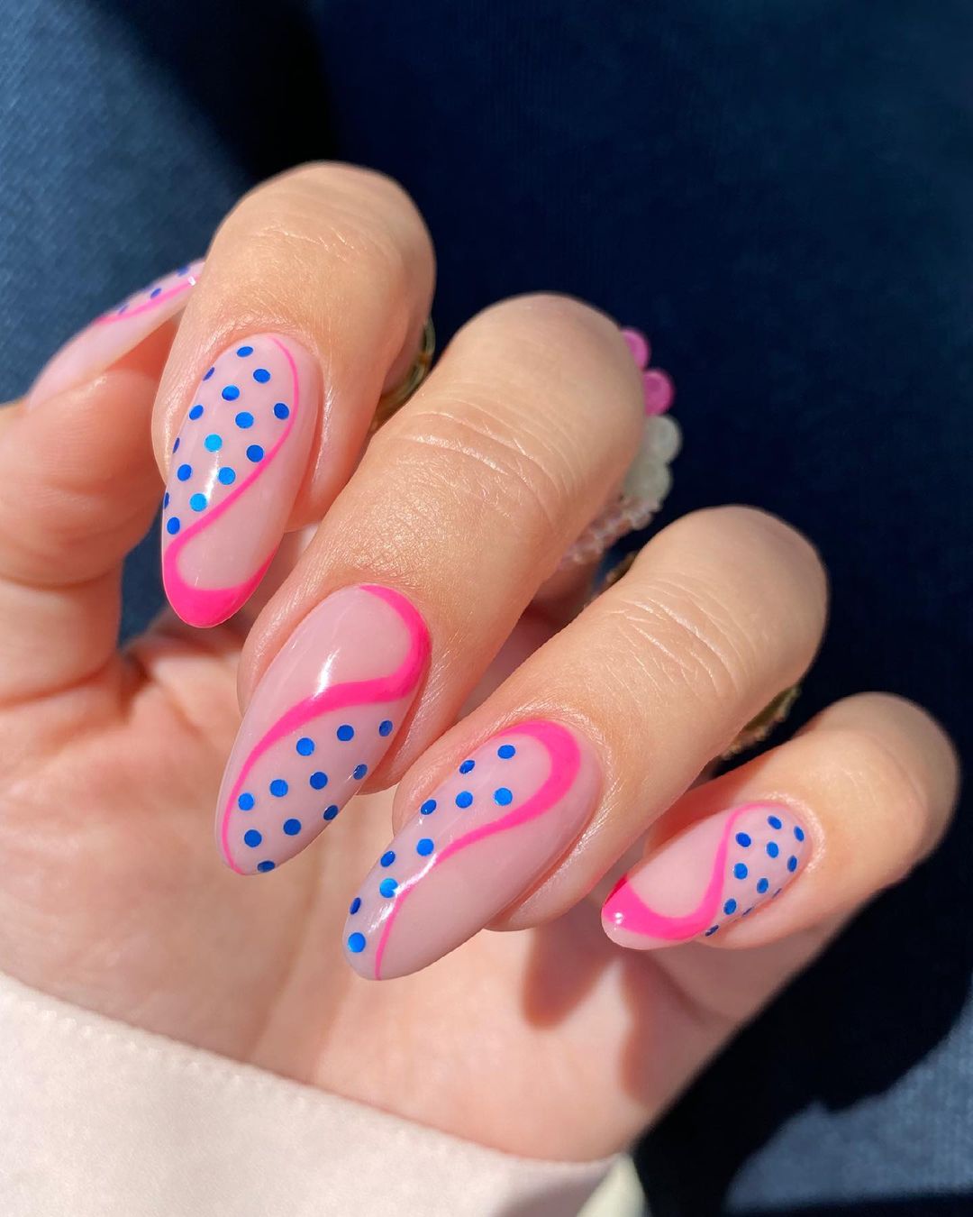 Nude Polka Dots And Pink Lines