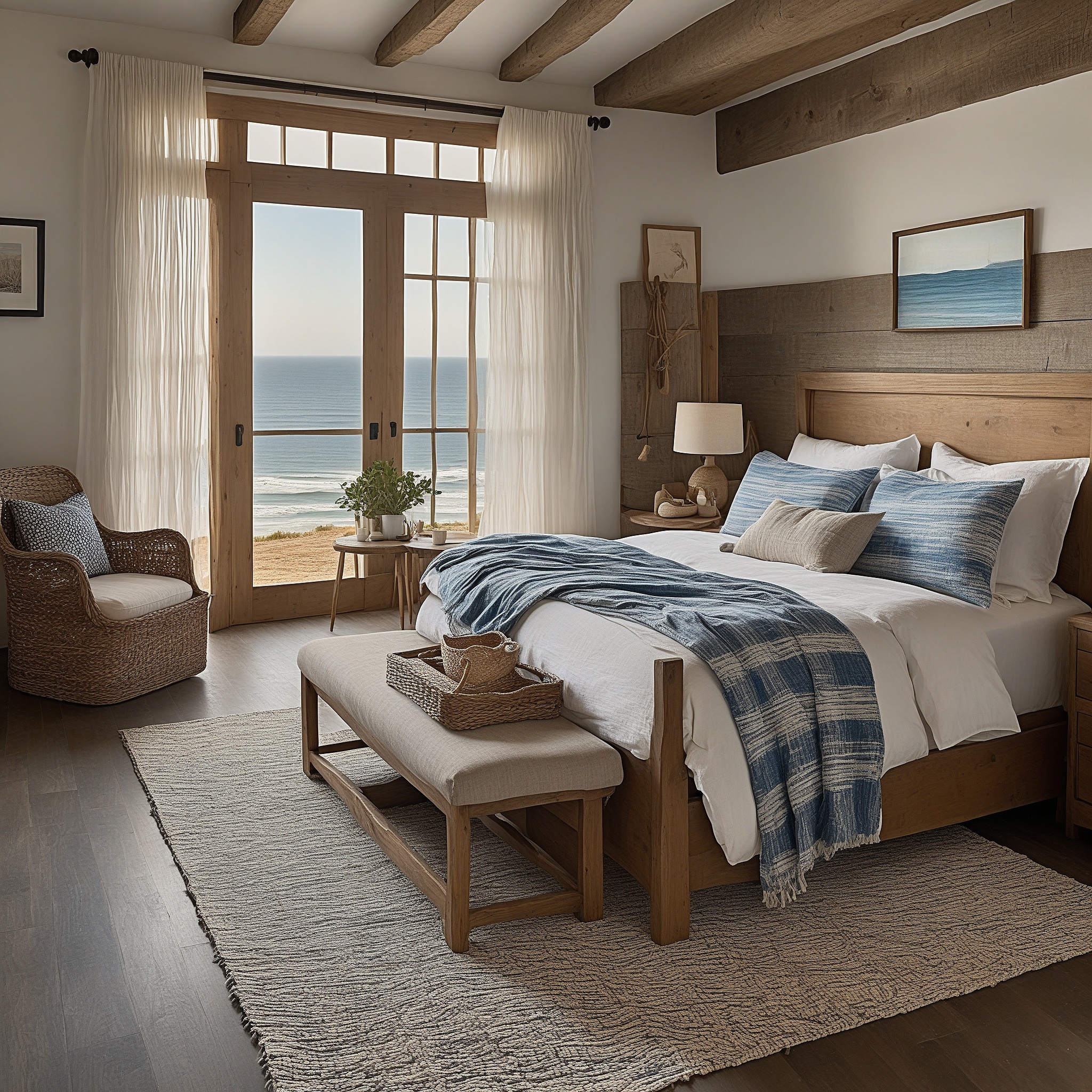 Rustic Style Coastal Bedroom With Shiplap Walls