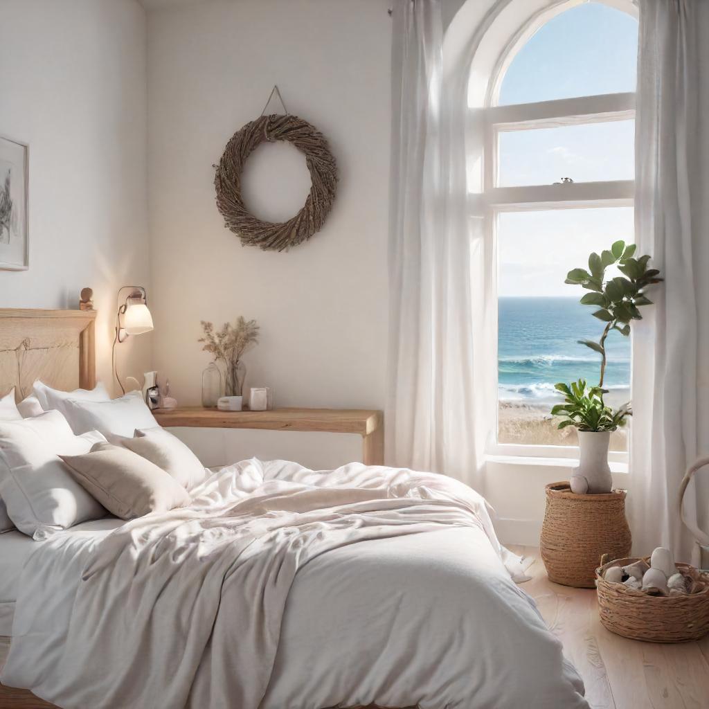 Scandinavian-influenced Soft Gray Coastal Bedroom=.