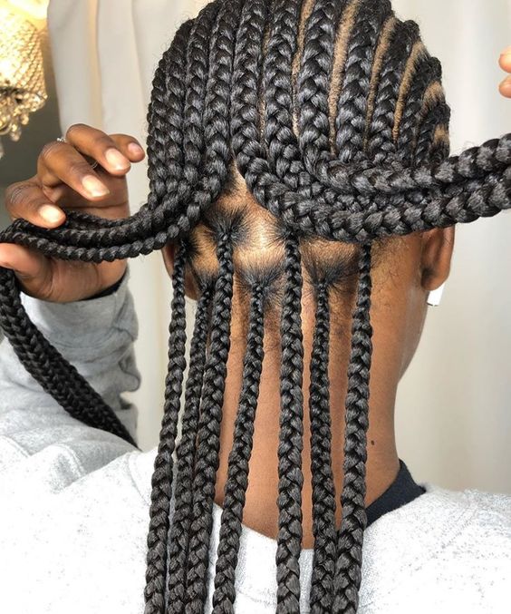 Straight Cornrows With Box Braids