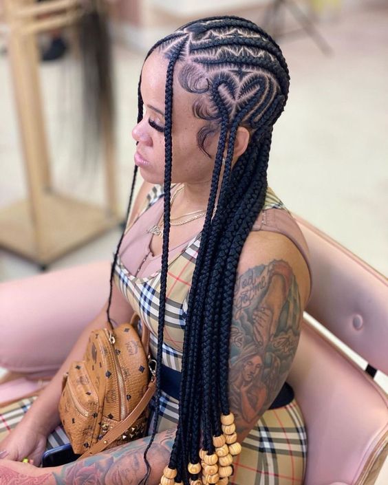 Zig-Zag Cornrows With Heart