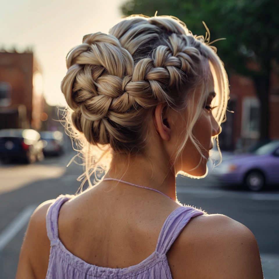 Chunky Dutch Braid With Volumenous Interwoven Bun